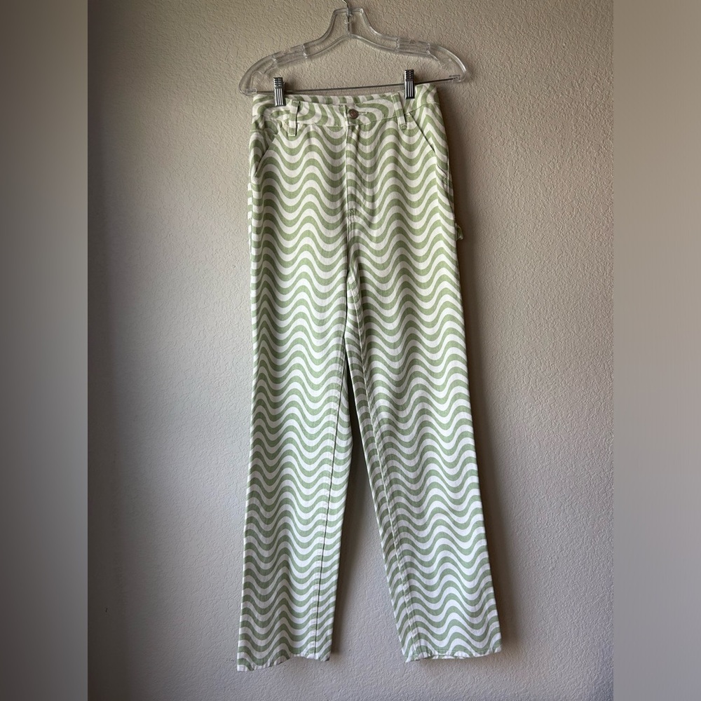 Pacsun 90’s BF Carpenter Green Wave Patterned Jeans Cargo Pants
